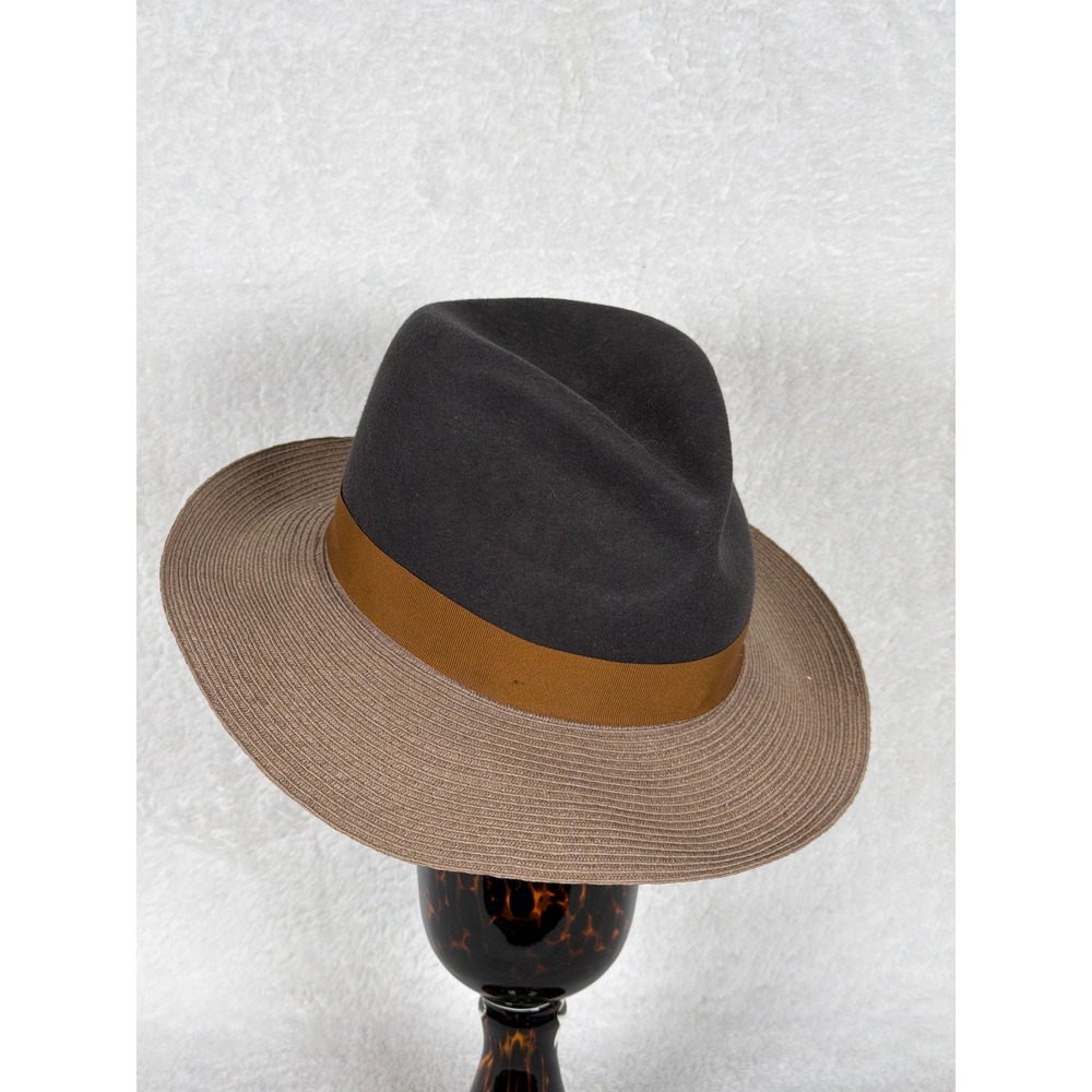 Goorin Bros Fedora Hat Unisex Medium Brown Wool Straw Mixed Media Pin